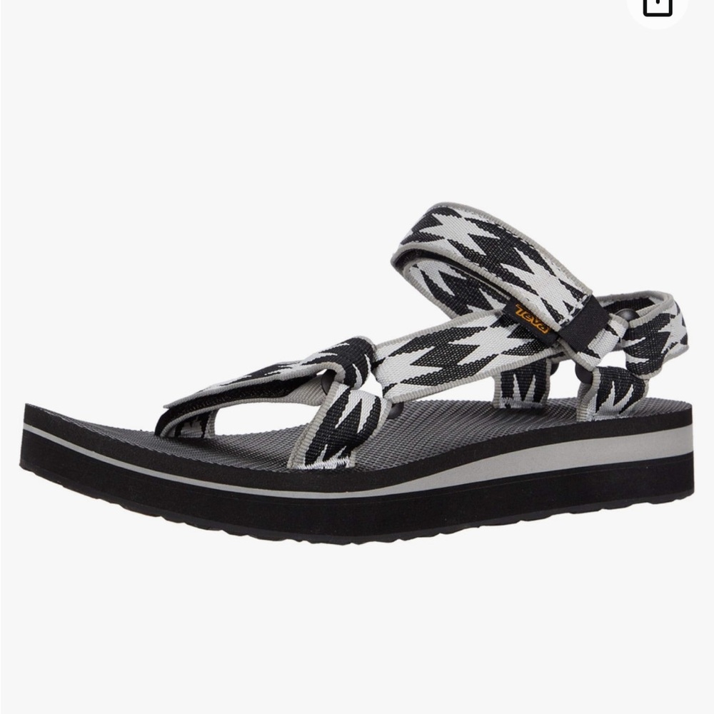 Teva black white mid form platform sandals